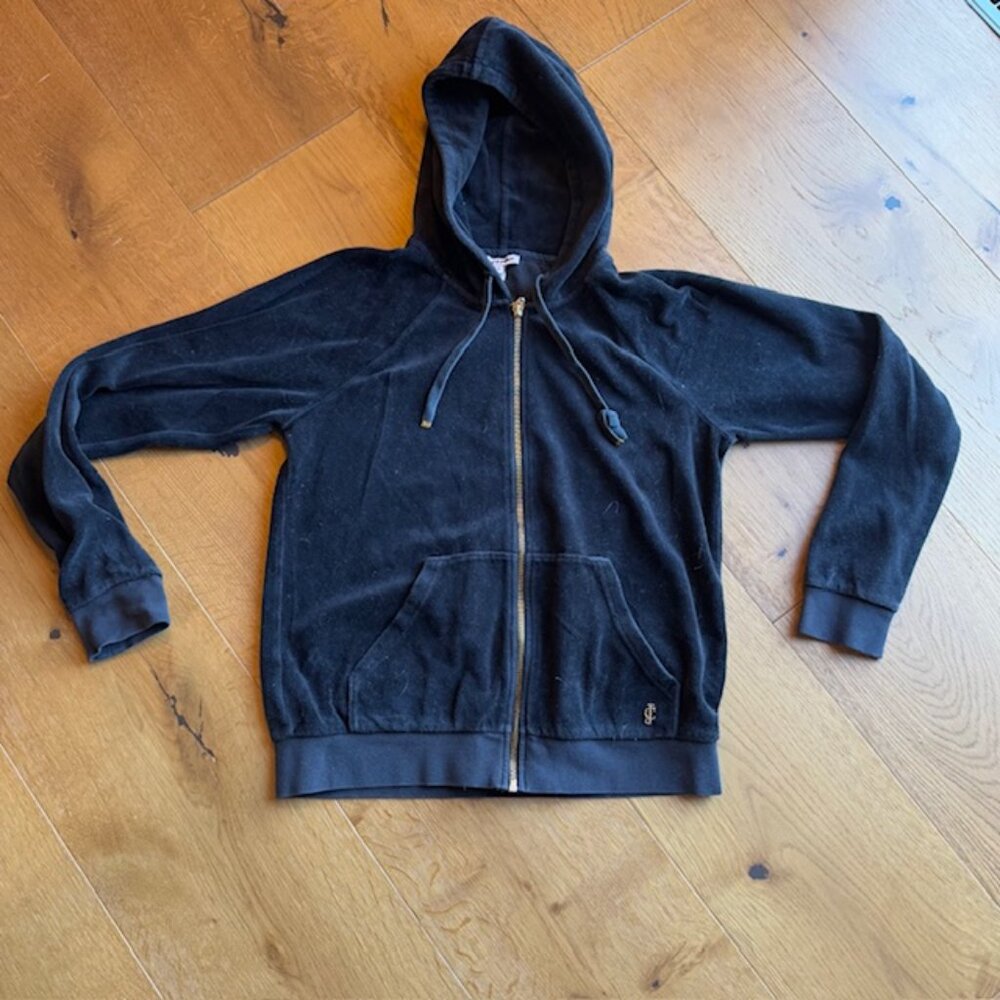 Juicy Couture Black velour hoodie size‎ medium